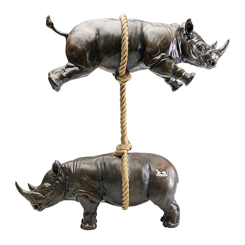 Декоративная статуя из стали Duo Rhinos Коричневый Песочный в Сочи | Loft Concept 