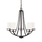 Люстра в цвете темная бронза с 5-ю белыми цилиндрическими плафонами Generation Lighting варинант исполнения - 1 | Loft Concept в Сочи