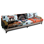 Большой Трехместный Диван с цветным принтом Qalakabusha Large Sofa варинант исполнения - 3 | Loft Concept в Сочи