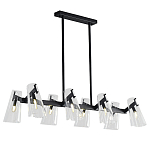 Люстра светодиодная с 8-ю прозрачными плафонами из акрила и стали Glass Cylinder Black варинант исполнения - 1 | Loft Concept в Сочи