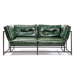 Диван Лофт Натуральная Винтажная кожа Зеленый Two Seat Encounter Leather Sofa варинант исполнения - 1 | Loft Concept в Сочи