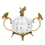 Конфетница из прозрачного рельефного стекла с ручками в виде стрекоз и фигуркой лебедя Eden Garden варинант исполнения - 1 | Loft Concept в Сочи