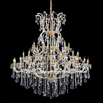 Люстра многоярусная с 53-мя лампочками и прозрачными хрустальными подвесками на основании золотого цвета Crystal lamps варинант исполнения - 1 | Loft Concept в Сочи