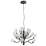 Люстра подвесная черного цвета с ветвями и белыми фарфоровыми цветами Floralis варинант исполнения - 2 | Loft Concept в Сочи