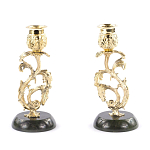 Подсвечники бронзовые на подставке из натурального камня нефрит Stone Candlestick варинант исполнения - 3 | Loft Concept в Сочи