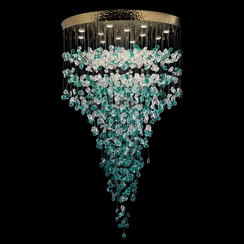 Люстра зеленая каскадная Green Light CascadeDroplet Chandelier Золотой Прозрачный Зеленый Люстра зеленая каскадная Green Light CascadeDroplet Chandelier Золотой Прозрачный Зеленый в Сочи | Loft Concept