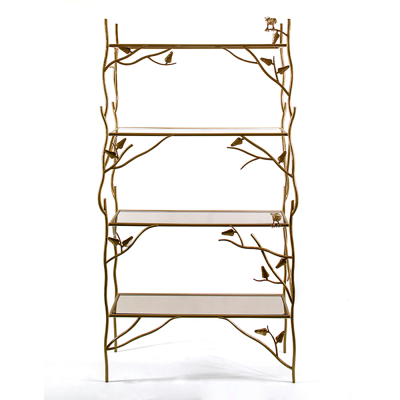 Стеллаж металлический с птичками Primavera Латунь в Сочи | Loft Concept 