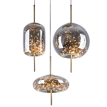 Подвесной светильник с гирляндой внутри 3-х стеклянных плафонов Garland Glass Trio Hanging Lamp варинант исполнения - 2 | Loft Concept в Сочи