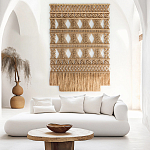 Панно на стену плетеное Макраме бежевый цвет  варинант исполнения - 1 | Loft Concept в Сочи