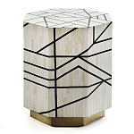 Приставной столик с инкрустацией Black and White Geometry bone bedside table варинант исполнения - 2 | Loft Concept в Сочи