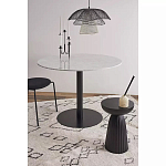 Круглый обеденный стол с белой мраморной столешницей White Tabletop on Black Base варинант исполнения - 3 | Loft Concept в Сочи