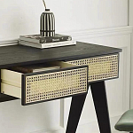 Дизайнерский письменный стол матово-чёрного цвета с 2-мя плетеными ящиками Glade Desk варинант исполнения - 1 | Loft Concept в Сочи
