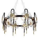 Люстра подвесная круглая черного цвета с круглыми прозрачными плафонами Virelia  варинант исполнения - 1 | Loft Concept в Сочи