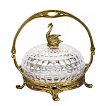 Конфетница из прозрачного рельефного стекла с ручкой и фигуркой лебедя Eden Garden варинант исполнения - 1 | Loft Concept в Сочи