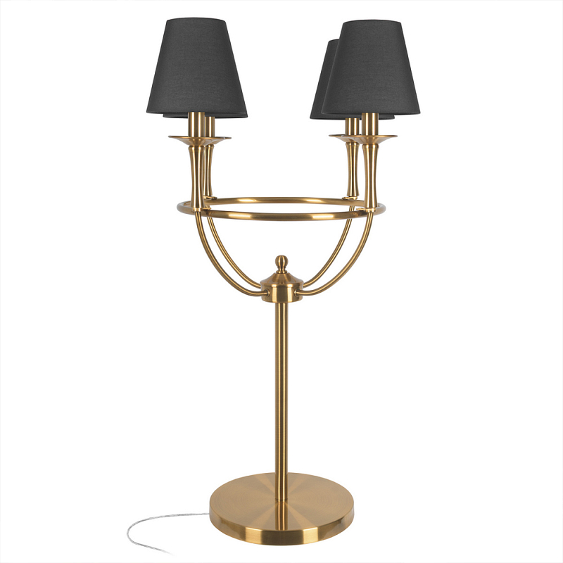 Настольная лампа на металлическом основании бронзового цвета с 4-мя черными конусовидными абажурами Dignity Черный Бронза в Сочи | Loft Concept 