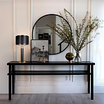 Настольная лампа с чёрным тканевым абажуром и металлическим корпусом золотого цвета Golden Arc варинант исполнения - 4 | Loft Concept в Сочи