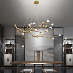 Люстра в виде золотой ветки с цветами Glass Flower Pendant Light варинант исполнения - 5 | Loft Concept в Сочи