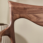 Стул деревянный с мягким сиденьем из коричневой натуральной кожи Moon Walnut Furniture варинант исполнения - 8 | Loft Concept в Сочи