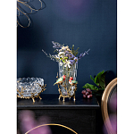 Ваза стеклянная прозрачная с бронзовым основанием в виде ветвей и фарфоровыми птичками Eden Garden варинант исполнения - 4 | Loft Concept в Сочи