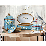 Ваза голубая с крышкой и цветочным узором Genuine Chinese Classics варинант исполнения - 3 | Loft Concept в Сочи