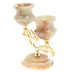 Подсвечник двухрожковый из натурального камня оникс Stone Candlestick варинант исполнения - 2 | Loft Concept в Сочи