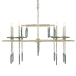 Люстра линейная с круглыми прозрачными подвесками  Horizontal Rectangular Chandelier варинант исполнения - 3 | Loft Concept в Сочи