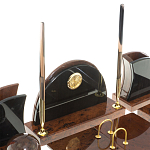 Настольный письменный набор с часами из природного камня обсидиана Oval Office варинант исполнения - 3 | Loft Concept в Сочи