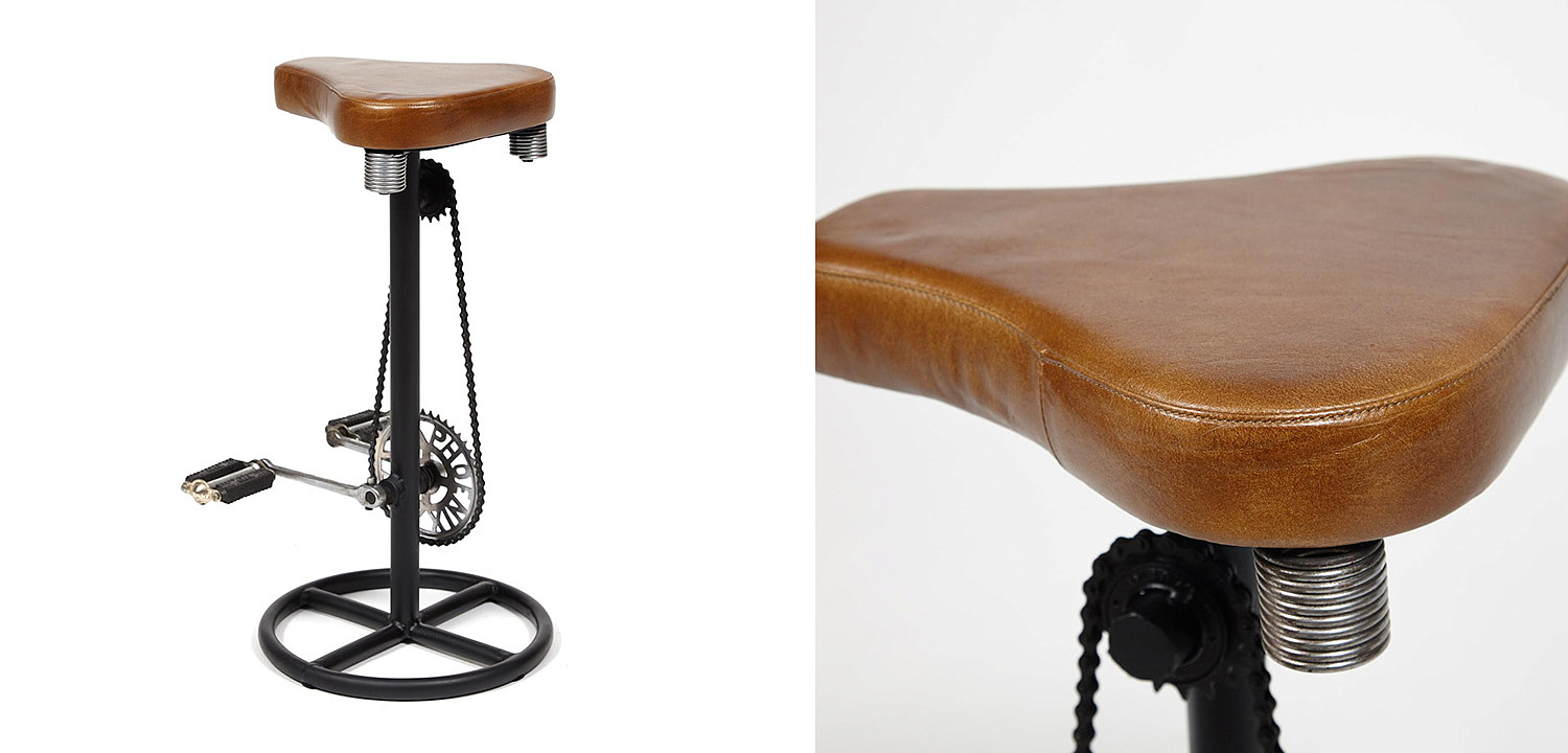 Барный стул с педалями от велосипеда Industrial leather bar stool with bicycle pedals - Loft-Concept в Сочи