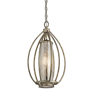 Подвесной светильник овальной формы с цилиндрическим плафоном в цвете сусальное серебро Kichler