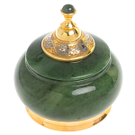 Икорница с крышкой с гравировкой из натурального камня Нефрит Decorative Cavair Dishes варинант исполнения - 1 | Loft Concept в Сочи