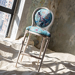 Барный стул из массива бука с изображением птиц и цветов Turquoise Beige Chinoiserie Garden Chair варинант исполнения - 7 | Loft Concept в Сочи