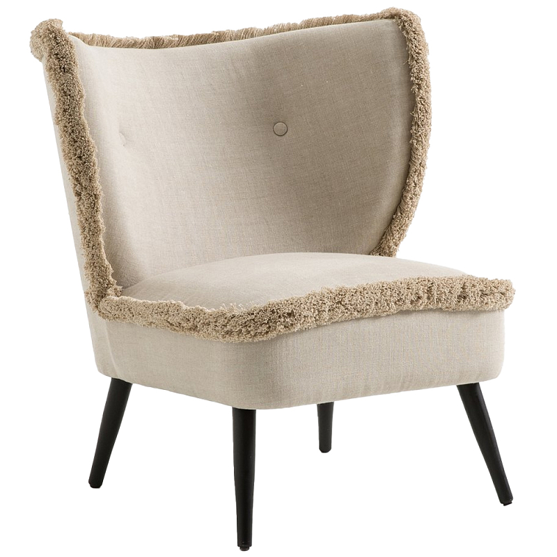 Кресло с декором бахрома Linen Fringe Chair Beige Бежевый Черный Кресло с декором бахрома Linen Fringe Chair Beige Бежевый Черный в Сочи | Loft Concept