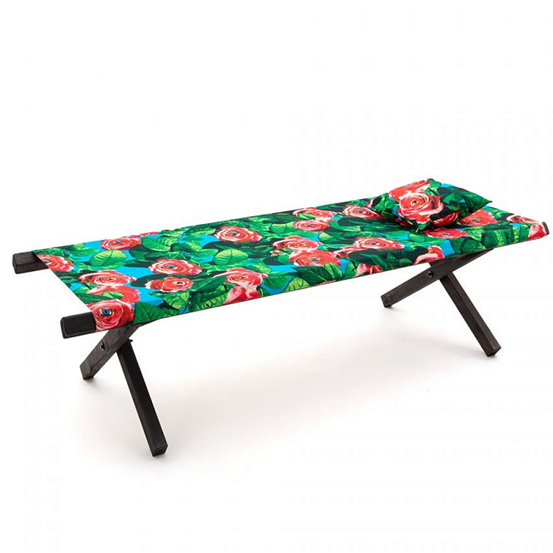 Шезлонг Seletti Poolbed Roses Черный Розовый Зеленый в Сочи | Loft Concept 