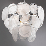 Люстра из белых стеклянных дисков на серебрянном каркасе White Glowing Reflectors варинант исполнения - 7 | Loft Concept в Сочи