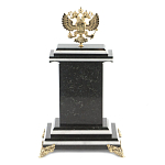 Часы настольные бронзовые с Гербом России из натурального камня Змевик Stone Clock варинант исполнения - 3 | Loft Concept в Сочи