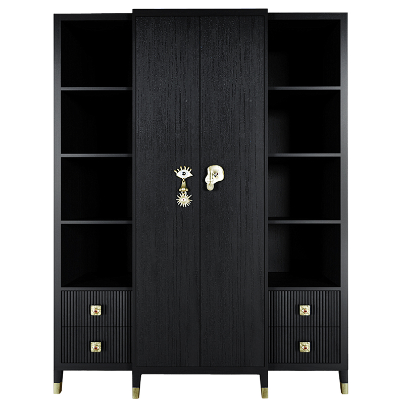 Большой шкаф с витриной Elsa Dreams Black Черный Золотой в Сочи | Loft Concept 