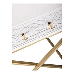 Приставной столик с выдвижным ящиком  White Table Carved Pattern варинант исполнения - 5 | Loft Concept в Сочи