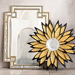 Зеркало-солнце в раме золотого и черного цвета Rays of Peace варинант исполнения - 3 | Loft Concept в Сочи