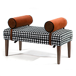 Банкетка Banquette PIED DE POULE Orange с принтом гусиная лапка Оранжевые валики варинант исполнения - 3 | Loft Concept в Сочи