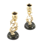 Подсвечники бронзовые на подставке из натурального камня нефрит Stone Candlestick варинант исполнения - 2 | Loft Concept в Сочи