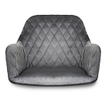 Барный стул со спинкой и подлокотниками на 4-х деревянных ножках Douglas Rhombus Серый Велюр варинант исполнения - 3 | Loft Concept в Сочи