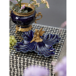 Менажница темно-синяя фарфоровая с бронзовой фигуркой ангела Eden Garden варинант исполнения - 2 | Loft Concept в Сочи