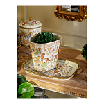 Кашпо с растительным и животным орнаментом на бронзовых ножках Turquoise Blooming Garden варинант исполнения - 8 | Loft Concept в Сочи