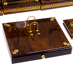 Настольный письменный набор с часами из природного камня обсидиана Royal Set варинант исполнения - 4 | Loft Concept в Сочи