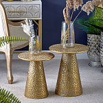Журнальный столик с конусообразной основой и текстурной поверхностью золотого цвет Ethnic Metal варинант исполнения - 5 | Loft Concept в Сочи