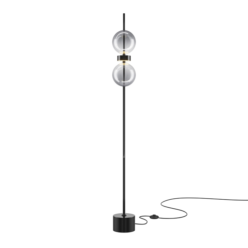 Напольный торшер светодионый Double Moon 3000К 15Вт Дымчатый (Smoke) Черный в Сочи | Loft Concept 