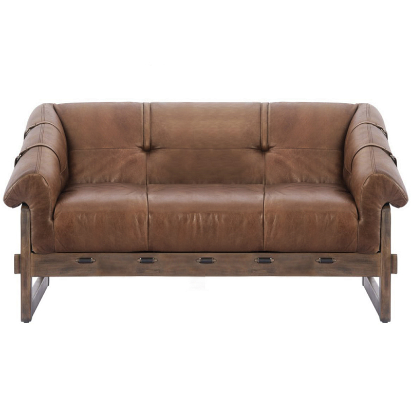 Двухместный диван Duncan винтажная коричневая кожа Коричневый винтаж в Сочи | Loft Concept 