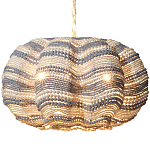 Круглая люстра волнистой формы декорированная бусами Blue White Stripes Wavy Chandelier варинант исполнения - 1 | Loft Concept в Сочи