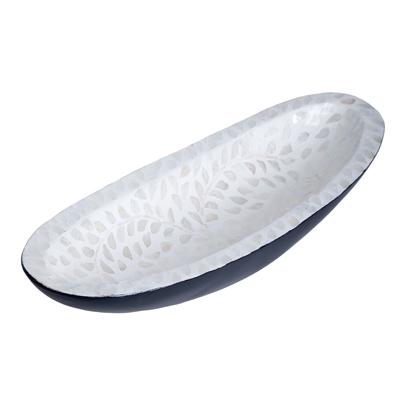 Блюдо декоративное Esmee White Big Белый Синий Блюдо декоративное Esmee White Big Белый Синий в Сочи | Loft Concept