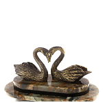 Часы настольные из натурального камня с декором в виде двух лебедей Swans Stone Clock варинант исполнения - 4 | Loft Concept в Сочи